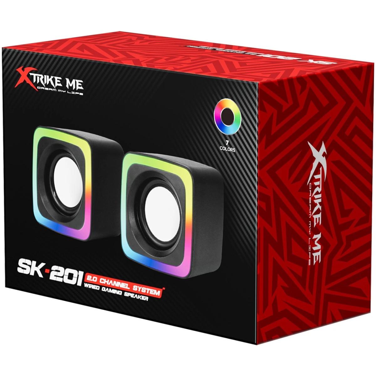 Акустична система 2.0 XTRIKE ME SK-201, 6Вт LED USB+3,5мм чорна (SK-201)