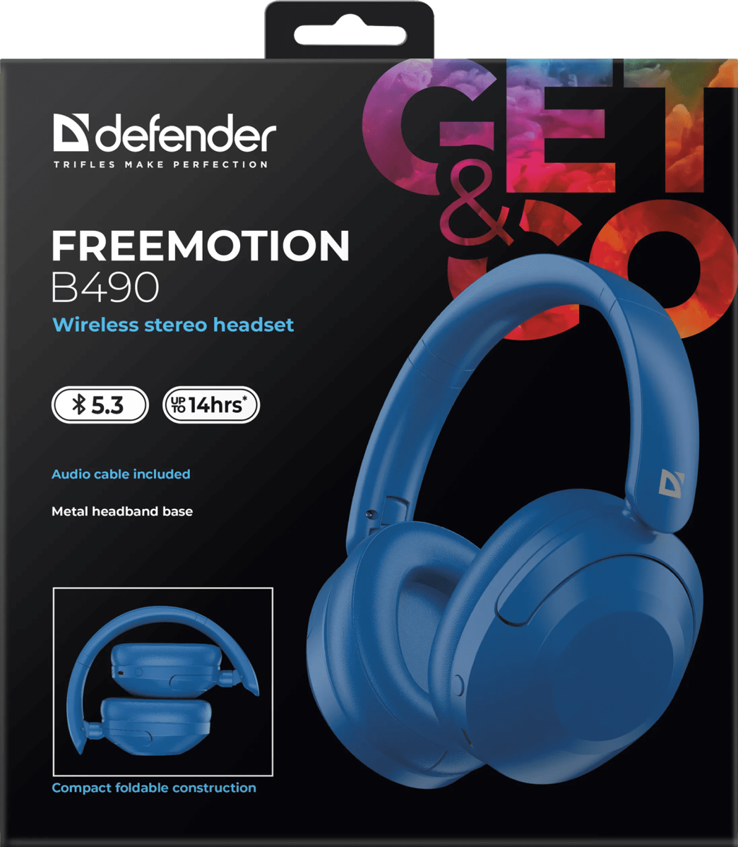 Навушники DEFENDER (63491) FreeMotion B490 Bluetooth, синій