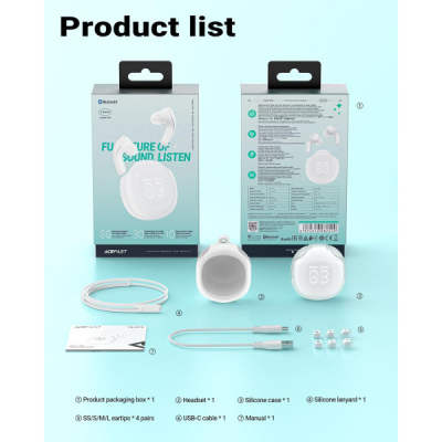 Навушники Acefast T9 Porcelain White (6974316282549)