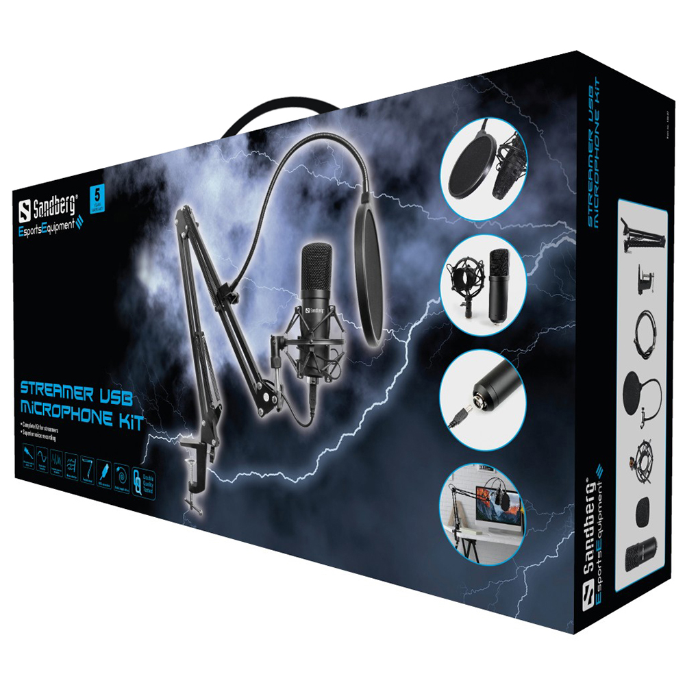 Мікрофон Sandberg Ігровий стрім мікрофон Sandberg Streamer Kit USB, кабель 2,5м. (126-07)