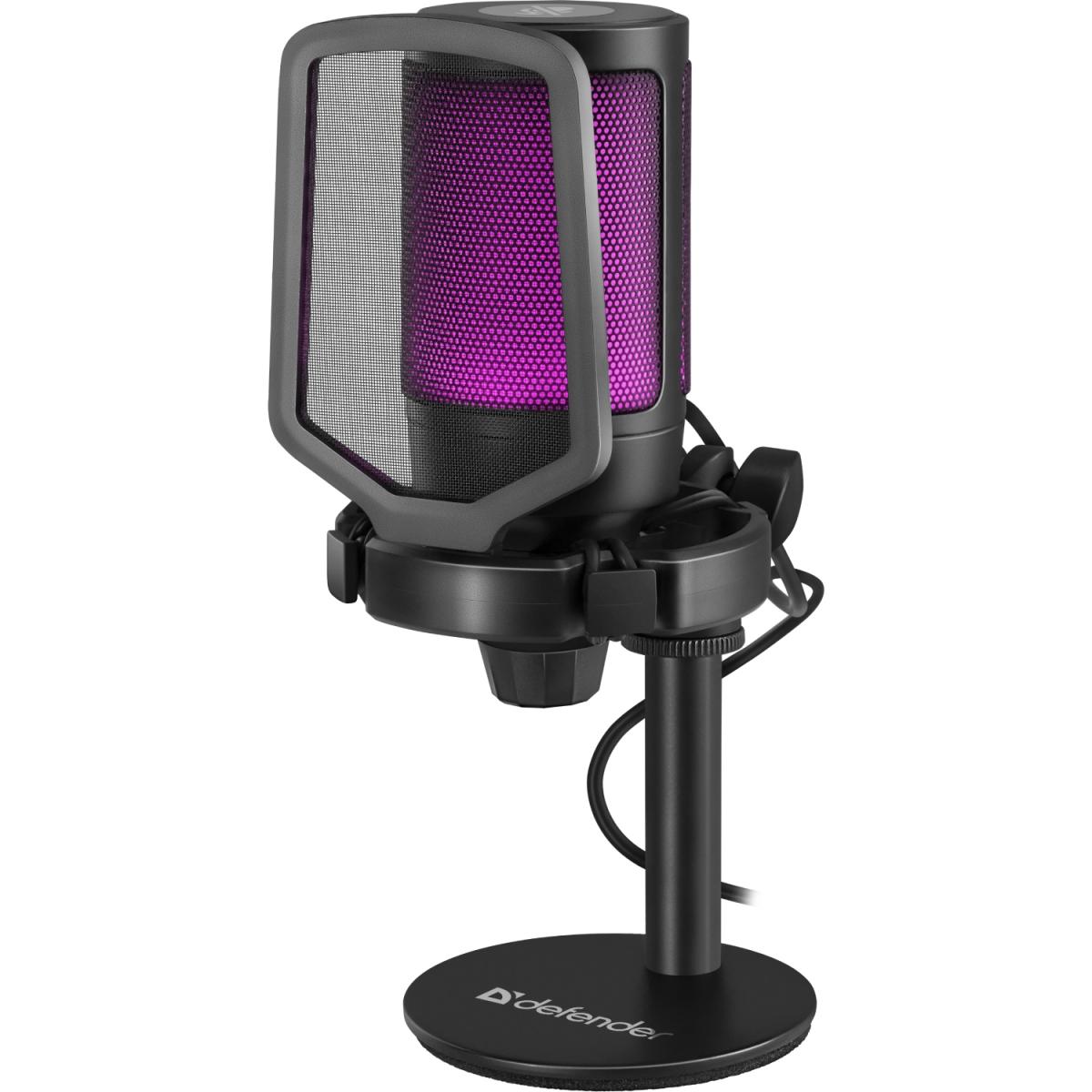 Ігровий стрім мікрофон Defender Impulse GMC 600 USB, RGB, 1.8м чорний (64660)