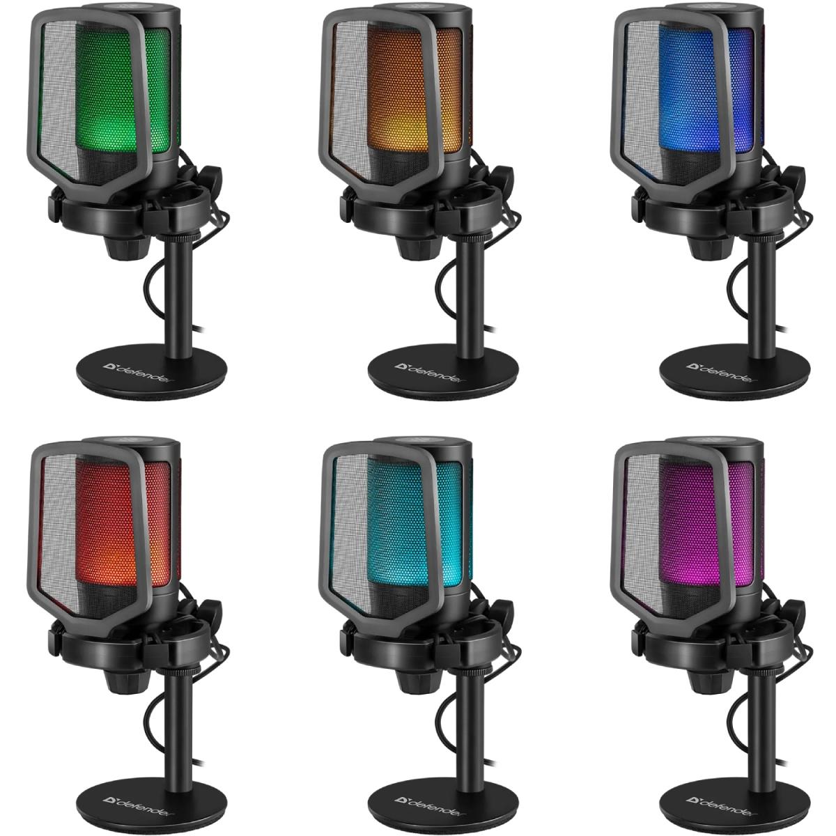 Ігровий стрім мікрофон Defender Impulse GMC 600 USB, RGB, 1.8м чорний (64660)