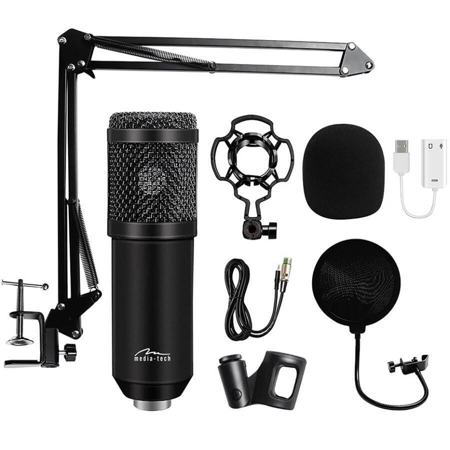 Ігровий стрім мікрофон Media-Tech Професійний набір XLR USB чорний (MT397K)