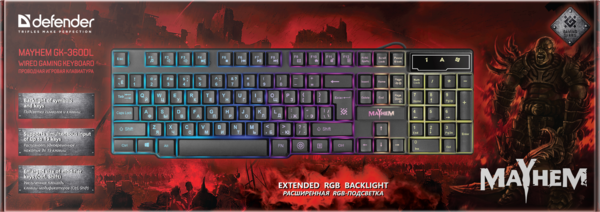 Клавіатура Defender Mayhem Mayhem GK-360DL USB UA Black (45362)
