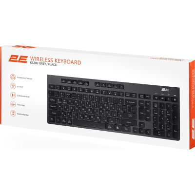Клавіатура 2E KS280 Wireless/Bluetooth Black-Gray (2E-KS280WBGR_UA)