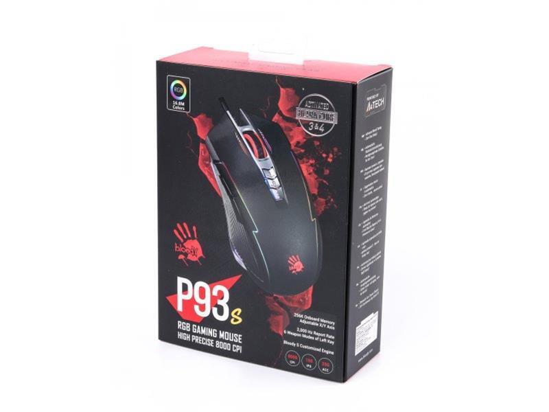 Ігрова миша Bloody Activated, RGB, 8000 CPI, 20M натискань Bloody (P93s Bloody (Stone black)) (1773914)