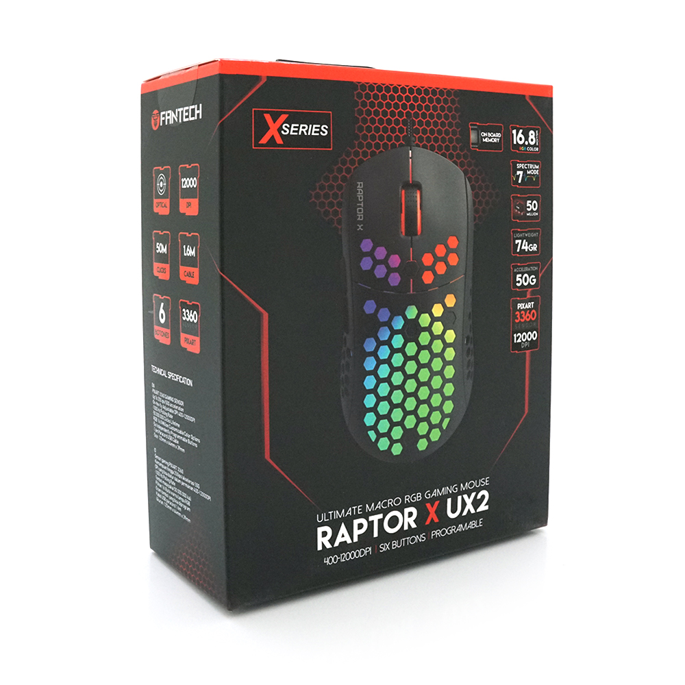 Ігрова миша провідна RAPTOR UX2 X 6 кнопок 200-4800 DPI Led Lighting RGB 18 м Win7/8/10 Mac OS Black COLOR BOX (1782644)