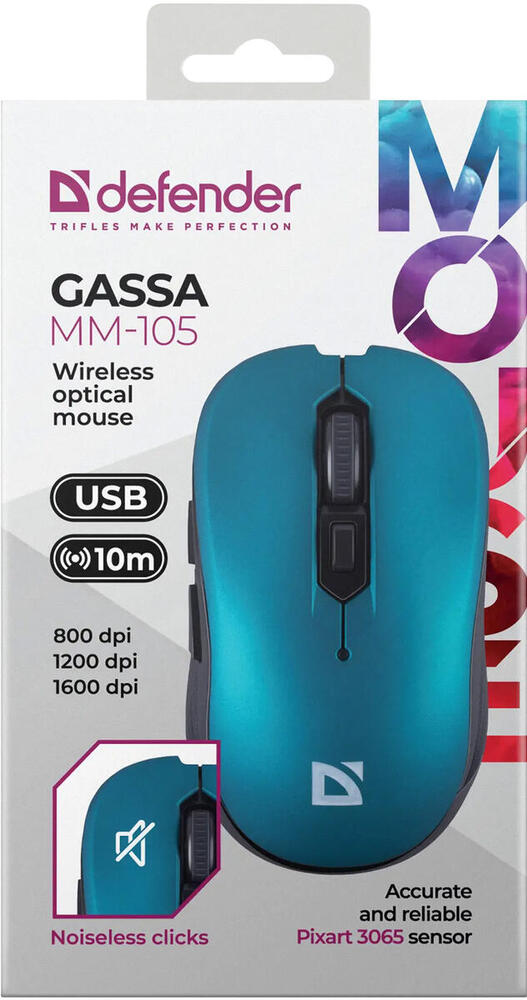 Мишка Defender Gassa MM-105 Wireless Turquoise (52102)