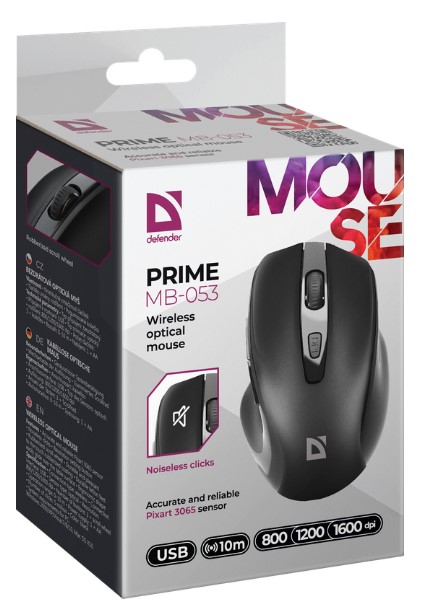 Мишка Defender Prime MB-053 Silent Wireless Black (52053)