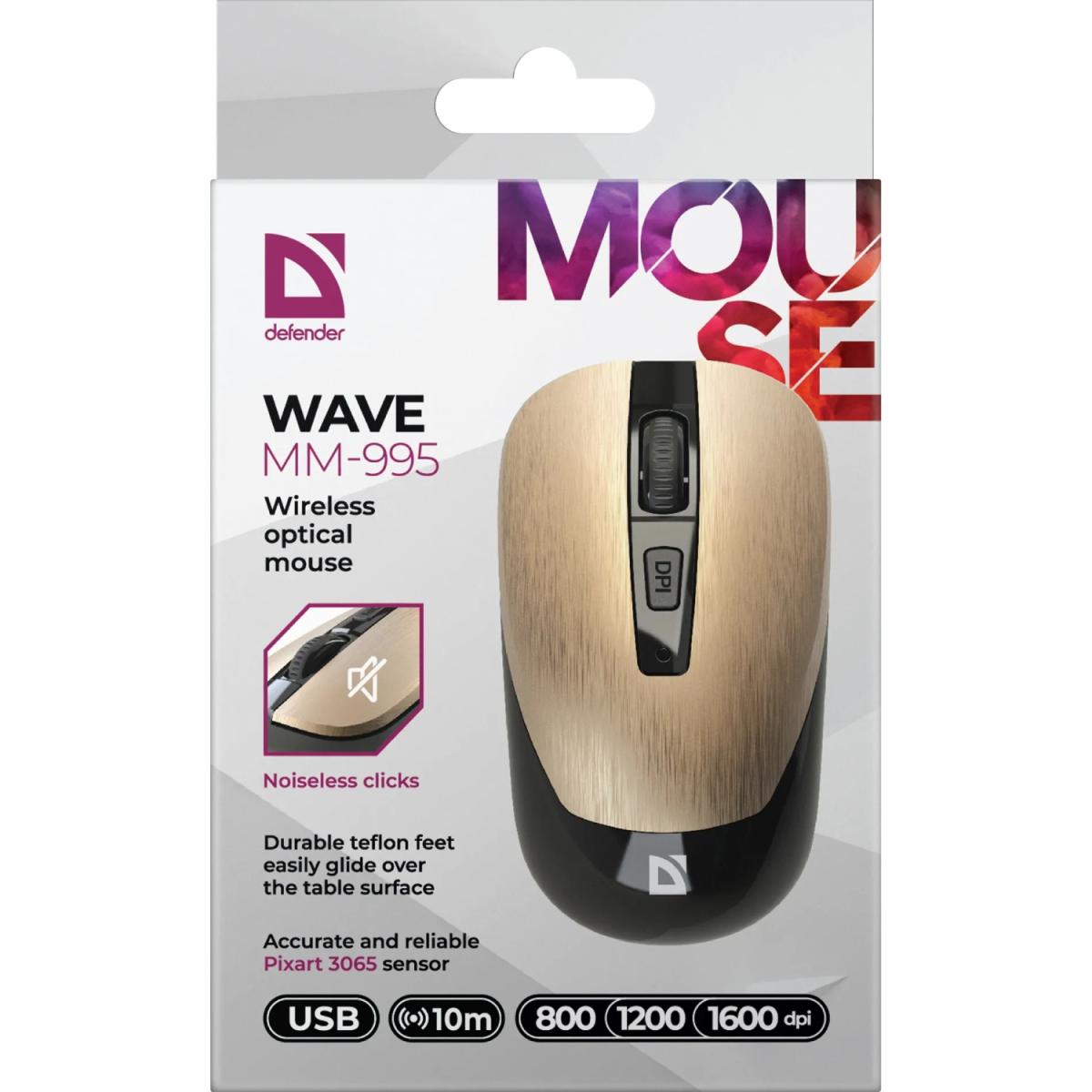 Мишка Defender Wave MM-995 Silent Wireless Bronze (52992)
