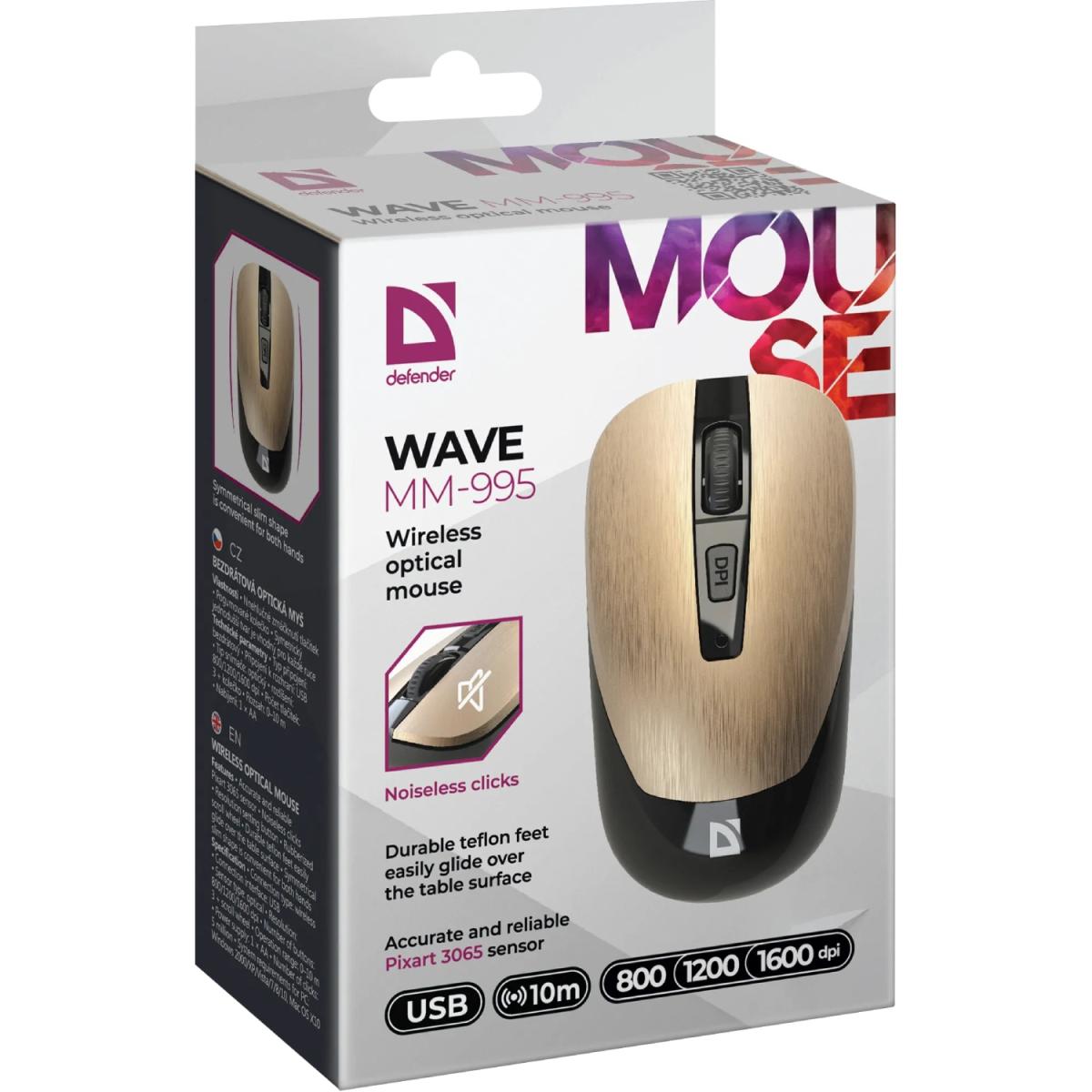 Мишка Defender Wave MM-995 Silent Wireless Bronze (52992)