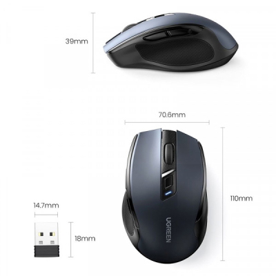 Мишка Ugreen MU006 Ergonomic Wireless Gray/Black (15063)
