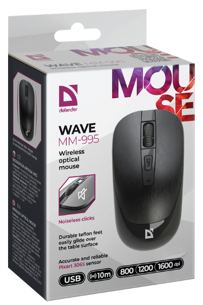 Мишка Defender Wave MM-995 Silent Wireless Black (52995)