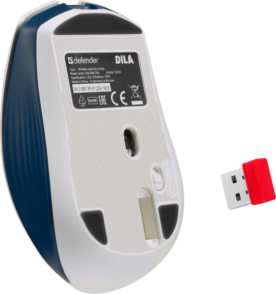 Миша DEFENDER (52282) Dila MM-282 біл+син,LED,6D,2.4,1800dpi