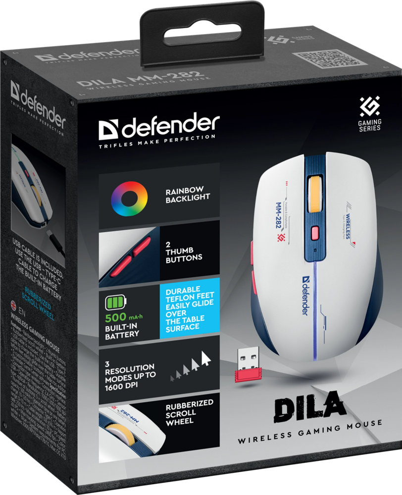 Миша DEFENDER (52282) Dila MM-282 біл+син,LED,6D,2.4,1800dpi