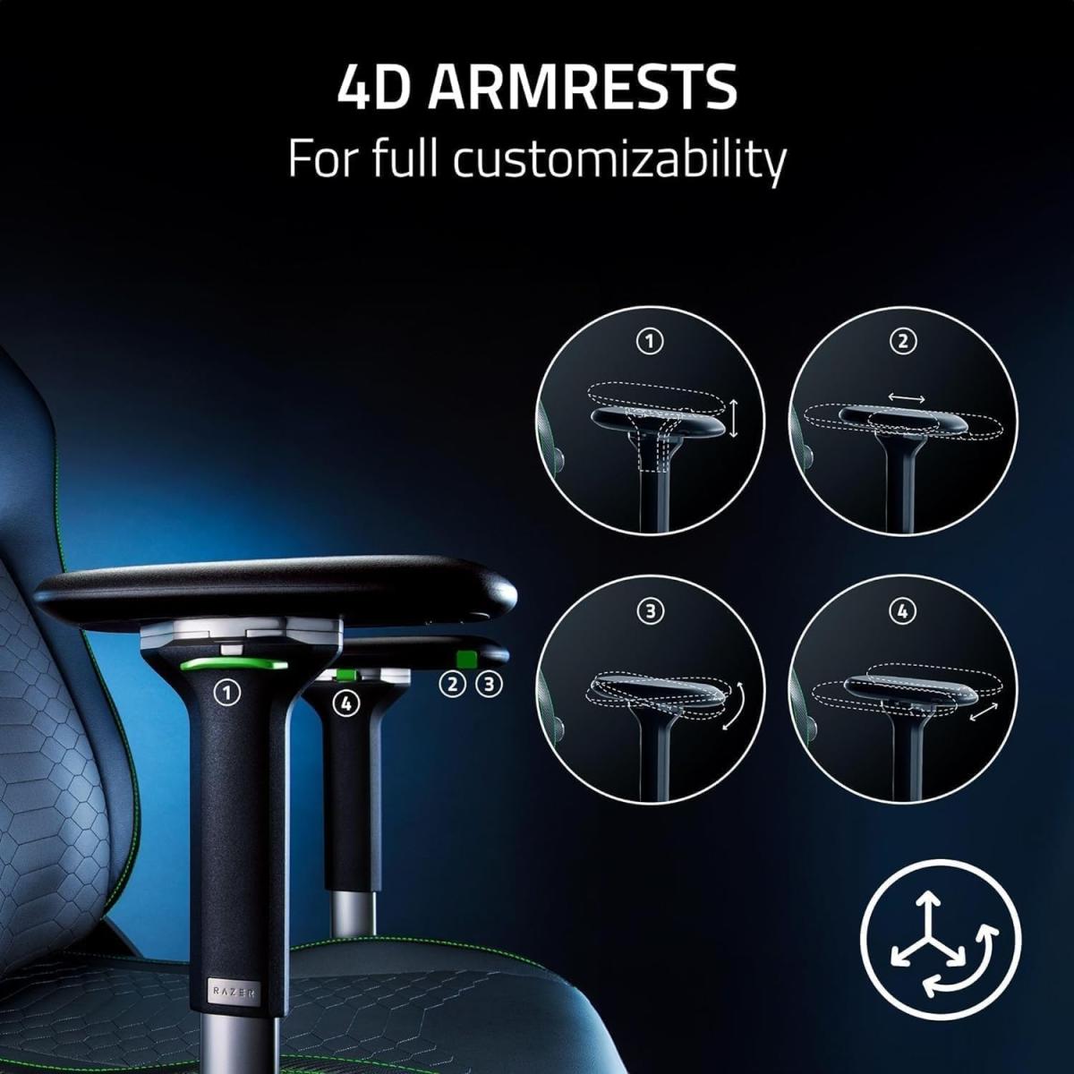 Крісло Razer Iskur V2 NewGen, EPU шкіра з CoolTouch™, 4D-Armrests, чорний (RZ38-04900800-R3G1)