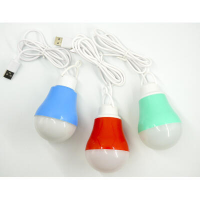 USB-світильник з LED-лампочкою Dengos, шнур ~1м, 5V, 5W, Red (LED-BULB-5V5W-RED)