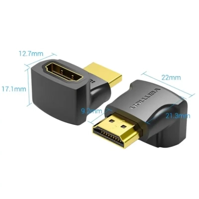 Перехідник HDMI M to HDMI F 90° corner black VENTION (AIOB0)