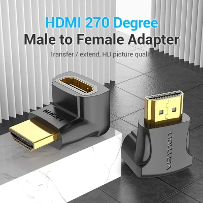 Перехідник HDMI M to HDMI F 90° corner black VENTION (AIOB0)