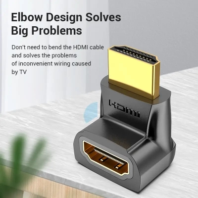 Перехідник HDMI M to HDMI F 90° corner black VENTION (AIOB0)