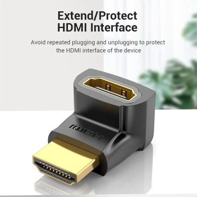 Перехідник HDMI M to HDMI F 90° corner black VENTION (AIOB0)