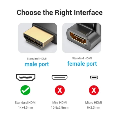 Перехідник HDMI M to HDMI F 90° corner black VENTION (AIOB0)