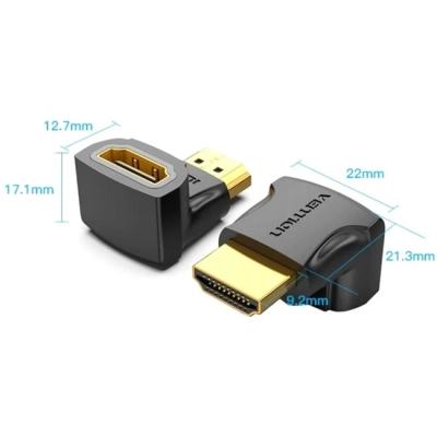 Перехідник HDMI M to HDMI F 90° corner black VENTION (AIOB0)