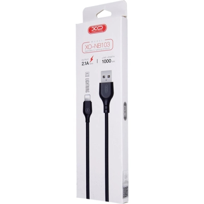 Дата кабель USB 2.0 AM to Lightning 1.0m 2.1A NB103 black XO (6920680862702)