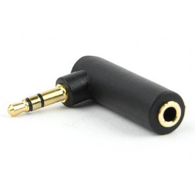 Адаптер Cablexpert 3.5 мм - 3.5 мм (M/F), кутовий, чорний (A-3.5M-3.5FL)