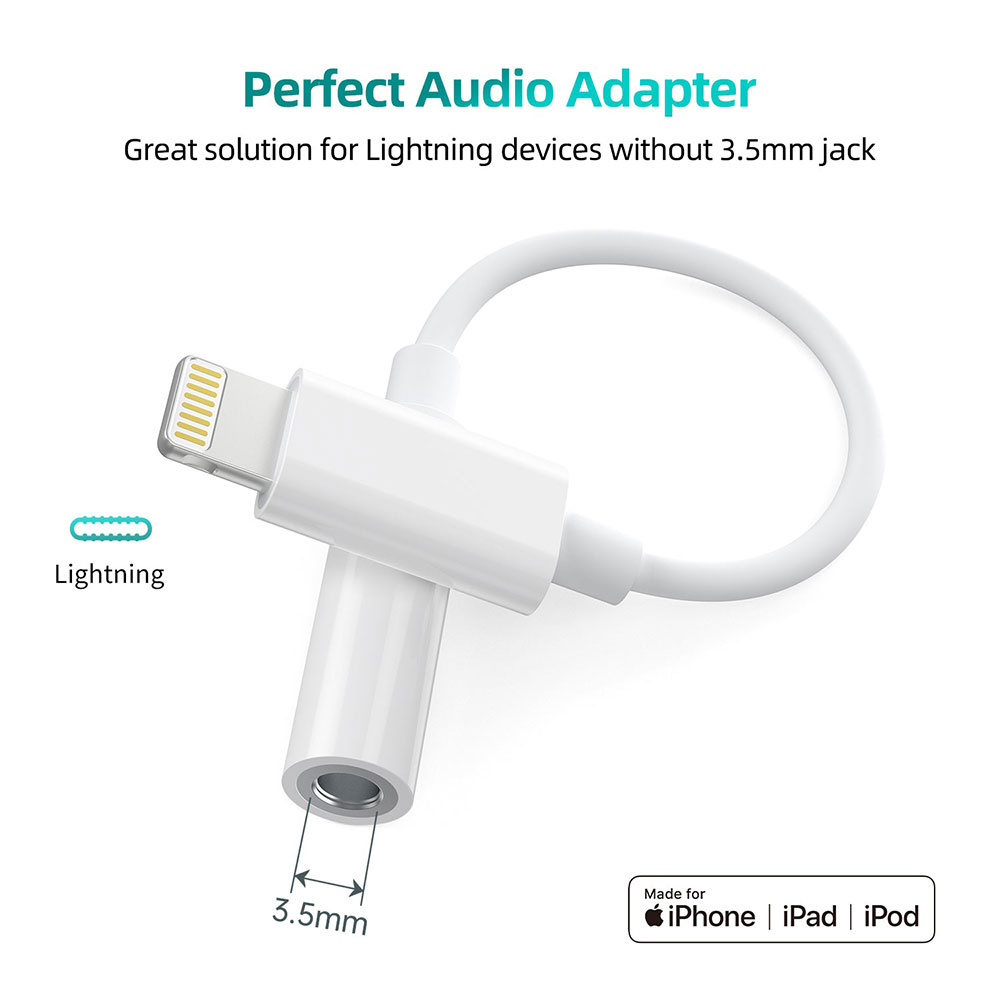 Перехідник Lightning to 3.5mm M 0.1m (4pin) MFI Choetech (AUX005)