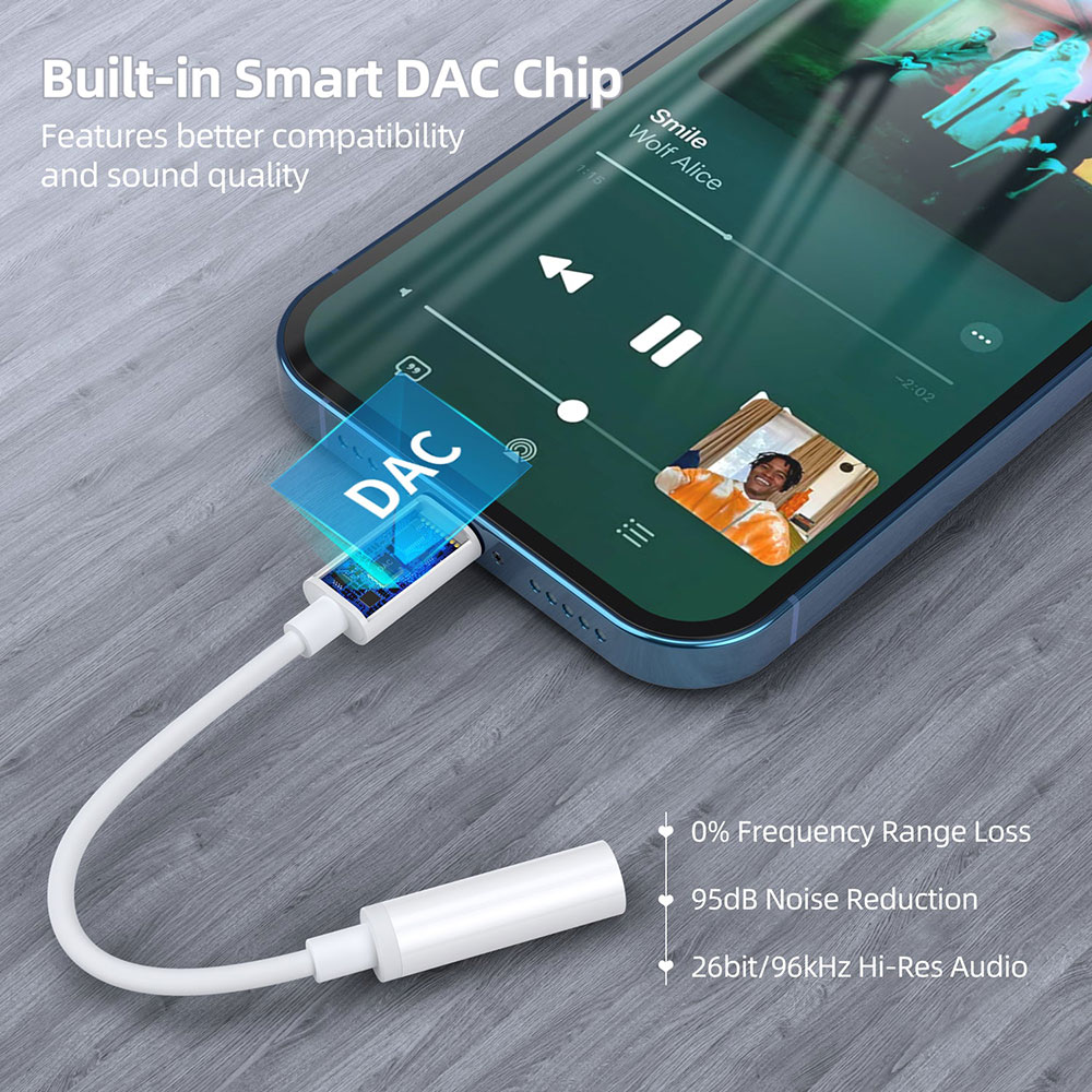 Перехідник Lightning to 3.5mm M 0.1m (4pin) MFI Choetech (AUX005)