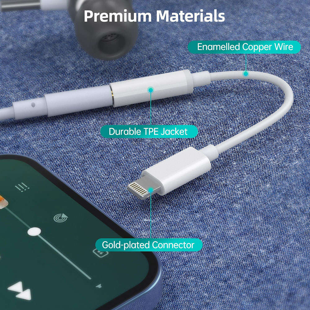 Перехідник Lightning to 3.5mm M 0.1m (4pin) MFI Choetech (AUX005)