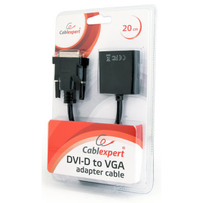 Адаптер Cablexpert DVI - VGA (M/F), 0.2 м, Black (AB-DVID-VGAF-01)