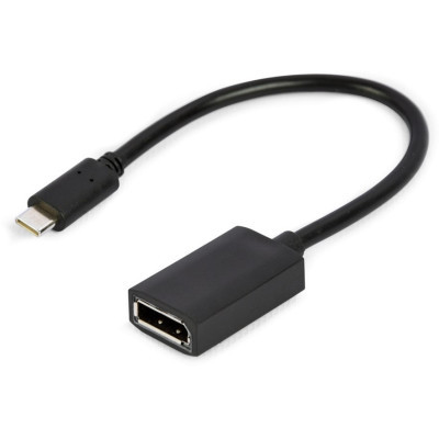 Адаптер Cablexpert USB Type-C - DisplayPort (M/F), 0.15 м, чорний (A-CM-DPF-02)