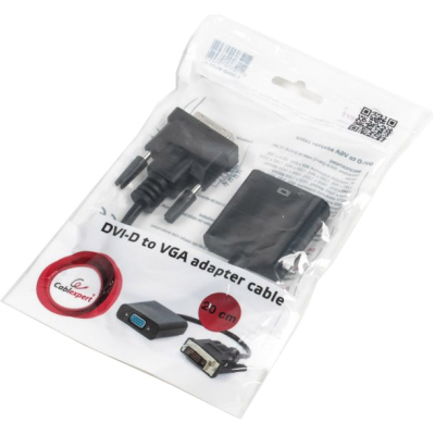 Адаптер Cablexpert DVI - VGA (M/F), 0.2 м, Black (A-DVID-VGAF-01) пакет