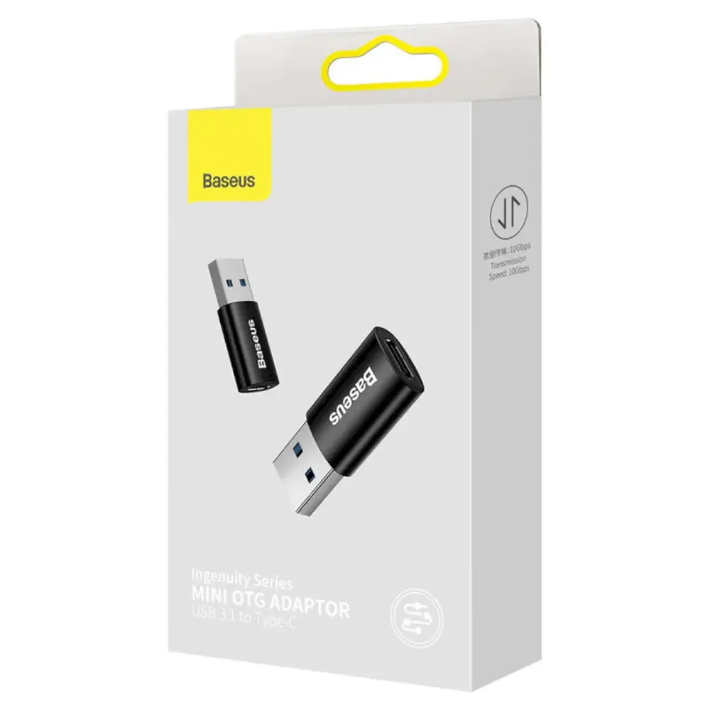 Адаптер Baseus Ingenuity Series Mini OTG Adaptor USB 3.1 to USB-C Black (ZJJQ000101)