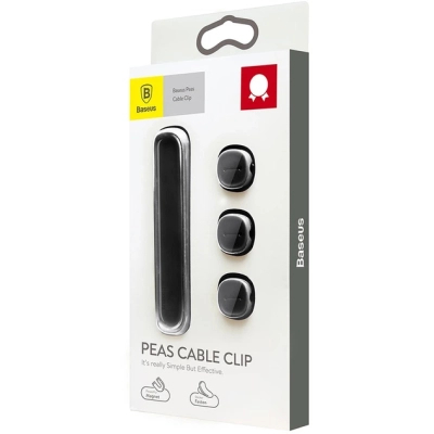 Тримач для кабелю Baseus Peas Cable Clip Black (ACWDJ-01)