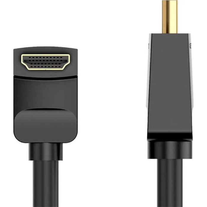 Кабель мультимедійний HDMI M to HDMI M 1.5m V2.0 4K60Hz 90° corner PVC black Vention (AARBG)