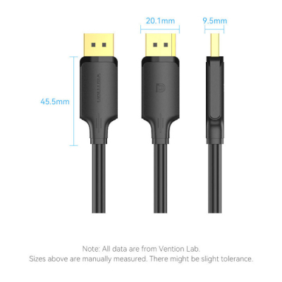 Кабель мультимедійний DisplayPort to DisplayPort 3.0m V1.2 4K 60Hz 3D Dolby 7.1 VENTION (HAKBI)