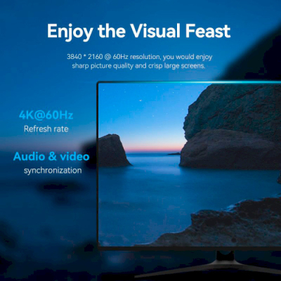 Кабель мультимедійний DisplayPort to DisplayPort 3.0m V1.2 4K 60Hz 3D Dolby 7.1 VENTION (HAKBI)