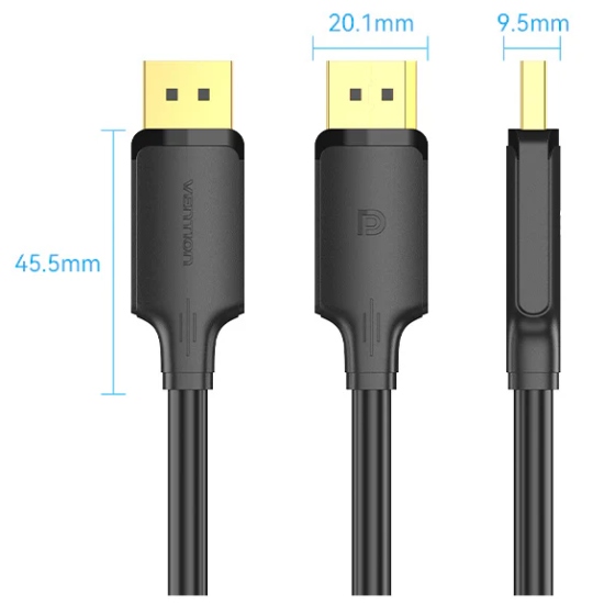 Кабель мультимедійний DisplayPort to DisplayPort 3.0m V1.2 4K 60Hz 3D Dolby 7.1 VENTION (HAKBI)