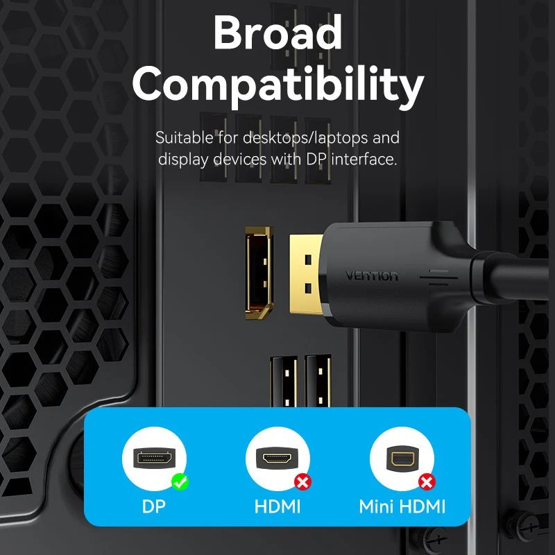Кабель мультимедійний DisplayPort to DisplayPort 3.0m V1.2 4K 60Hz 3D Dolby 7.1 VENTION (HAKBI)