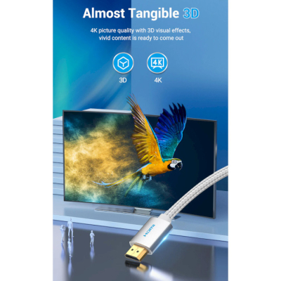 Кабель мультимедійний HDMI M to HDMI M 2.0m V2.0 4K60Hz silver Vention (AABIH)