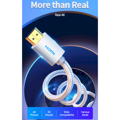 Кабель мультимедійний HDMI M to HDMI M 2.0m V2.0 4K60Hz silver Vention (AABIH)