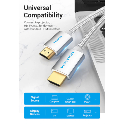 Кабель мультимедійний HDMI M to HDMI M 2.0m V2.0 4K60Hz silver Vention (AABIH)