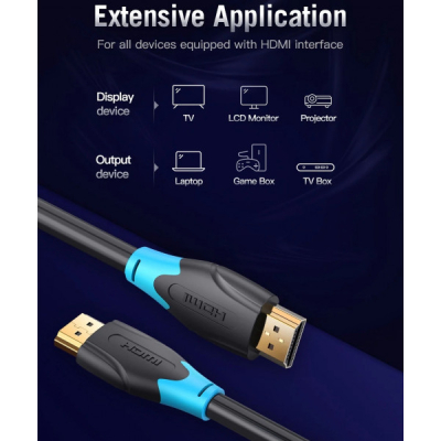 Кабель мультимедійний HDMI M to HDMI M 10.0m black VENTION (AACBL)