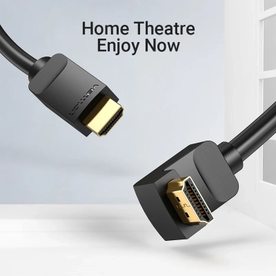 Кабель мультимедійний HDMI M to HDMI M 1.0m 4K60Hz 90° corner black Vention (AAQBF)
