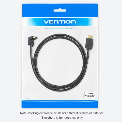 Кабель мультимедійний HDMI M to HDMI M 1.0m 4K60Hz 90° corner black Vention (AAQBF)
