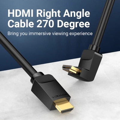 Кабель мультимедійний HDMI M to HDMI M 1.0m 4K60Hz 90° corner black Vention (AAQBF)