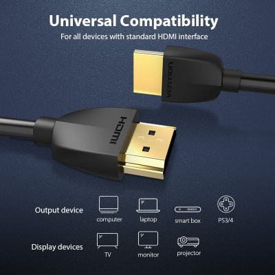 Кабель мультимедійний HDMI M to HDMI M 3.0m 4K60Hz black Vention (AAIBI)